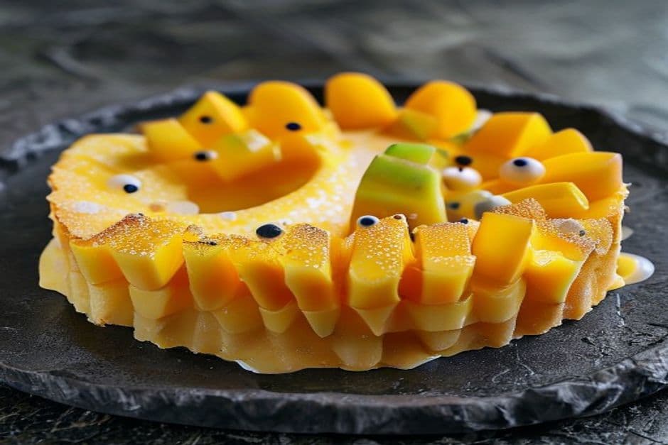 Tarta de Mango y Curry Suave: Un Postre de Vanguardia