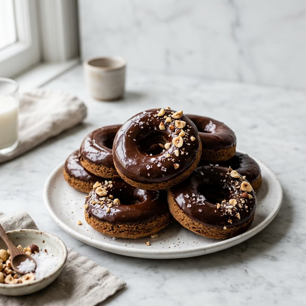 Receta de Donuts sin gluten al horno con cobertura de chocolate: una receta tan fácil como deliciosa preparada paso a paso — fotografía editorial de RecetaDolce