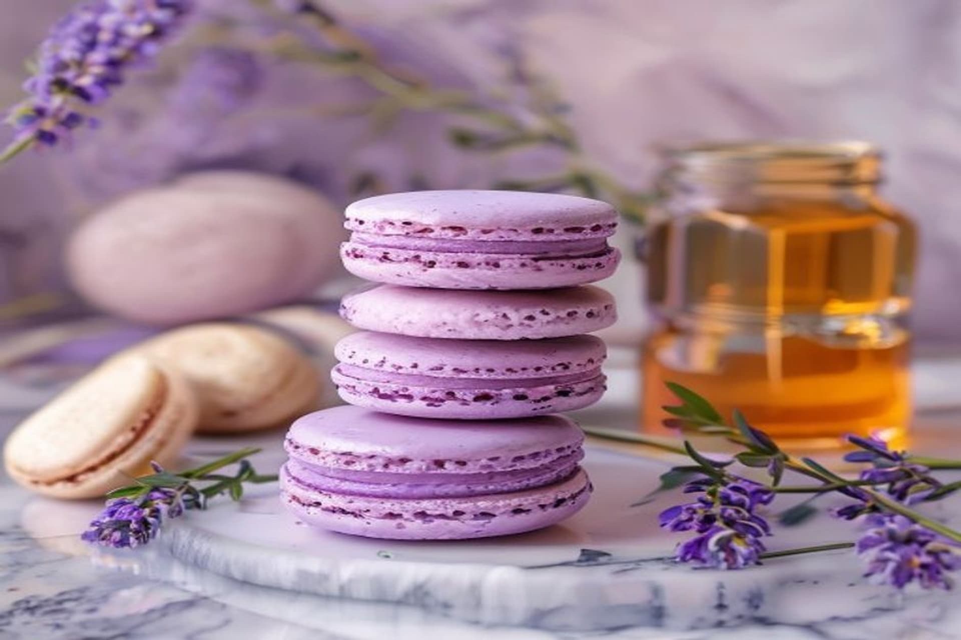 Receta de Macarons de Lavanda y Miel: El Secreto del Macaronage Perfecto preparada paso a paso — fotografía editorial de RecetaDolce