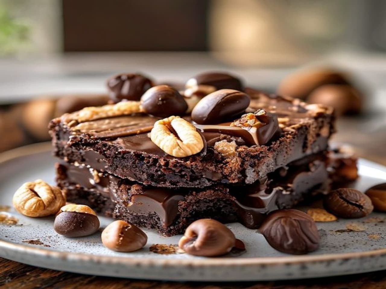 Receta de Brownie de chocolate blanco y nueces de macadamia preparada paso a paso — fotografía editorial de RecetaDolce
