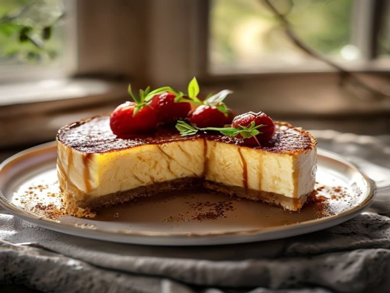 Receta de Cheesecake de Dulce de Leche sin Horno preparada paso a paso — fotografía editorial de RecetaDolce