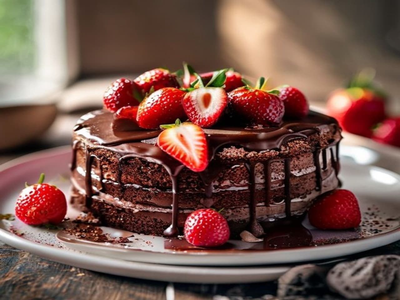 Receta de Chocolate Strawberry Cake pin page preparada paso a paso — fotografía editorial de RecetaDolce
