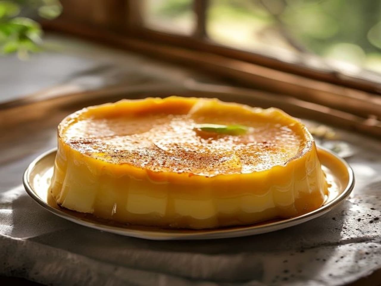 Receta de Flan de queso crema y vainilla preparada paso a paso — fotografía editorial de RecetaDolce