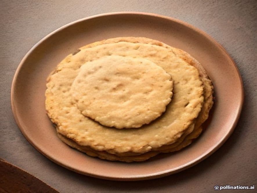 Un plato de galletas de avena sin harina recién horneadas, con bordes dorados y una textura rústica, sobre un fondo de madera clara con una taza de café.