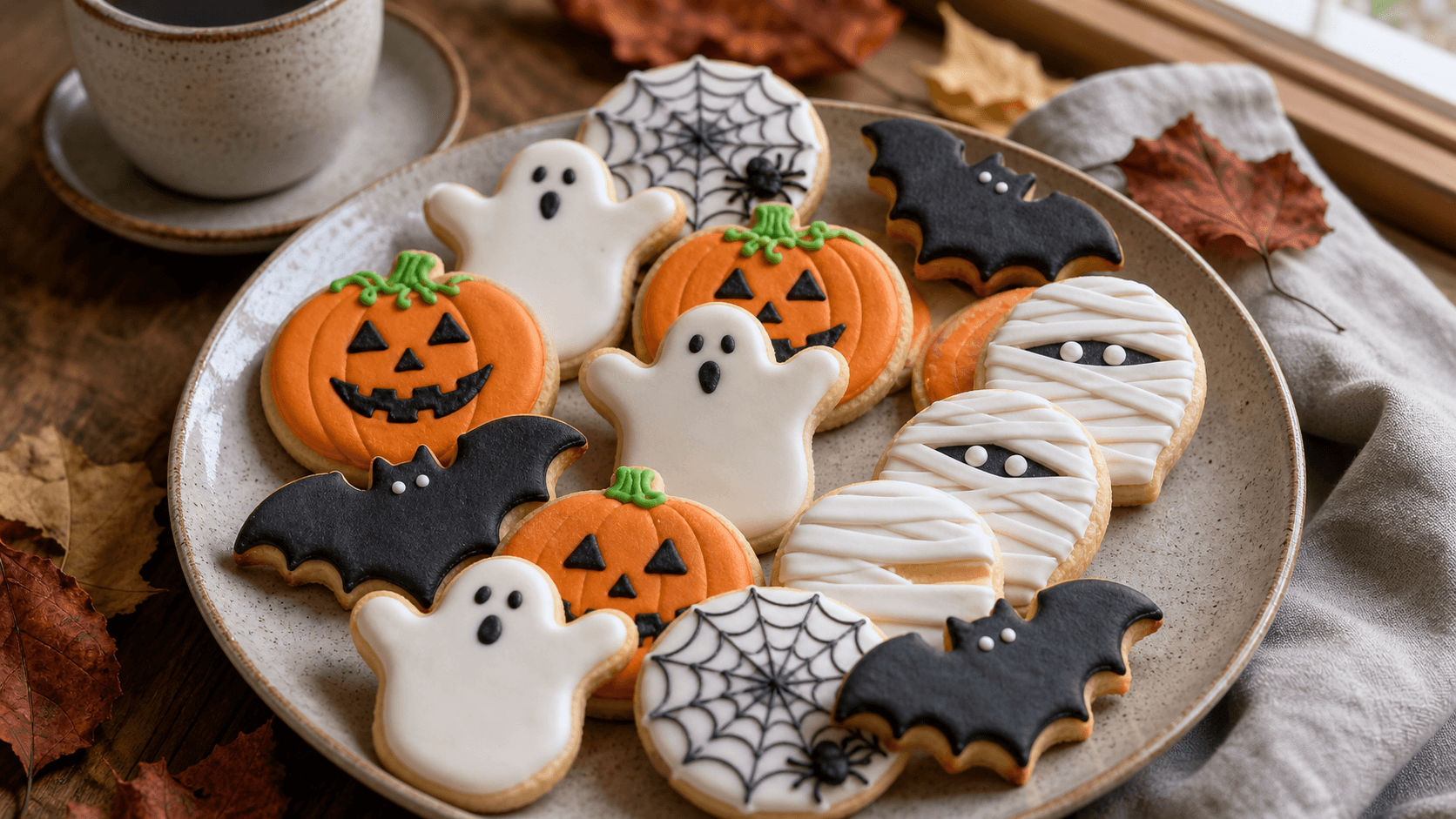 Receta de Galletas de Halloween Decoradas con Glasa Real preparada paso a paso — fotografía editorial de RecetaDolce