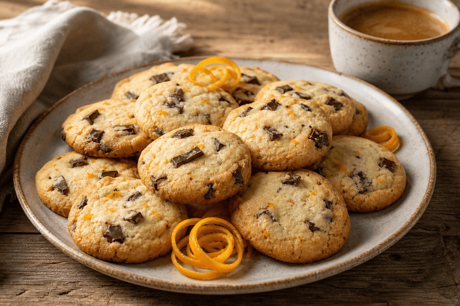 Receta de Galletas de mantequilla con chocolate y naranja preparada paso a paso — fotografía editorial de RecetaDolce