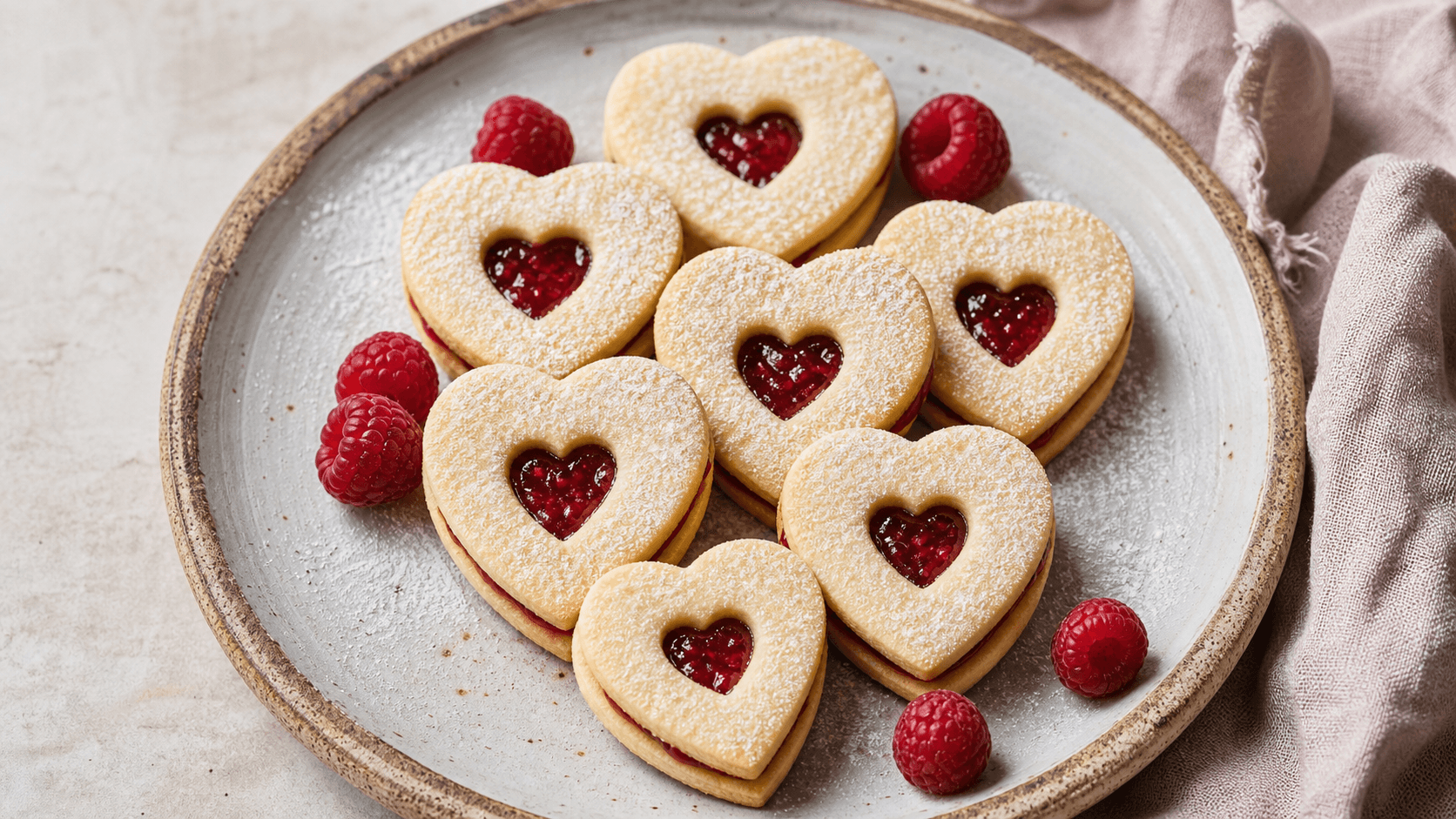 Receta de Galletas de San Valentín con mantequilla y frambuesa preparada paso a paso — fotografía editorial de RecetaDolce