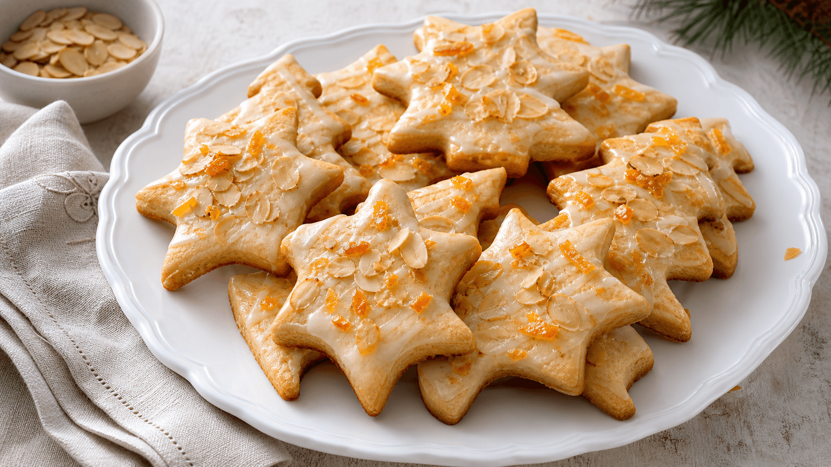 Receta de Galletas navideñas de mantequilla, naranja y almendra preparada paso a paso — fotografía editorial de RecetaDolce