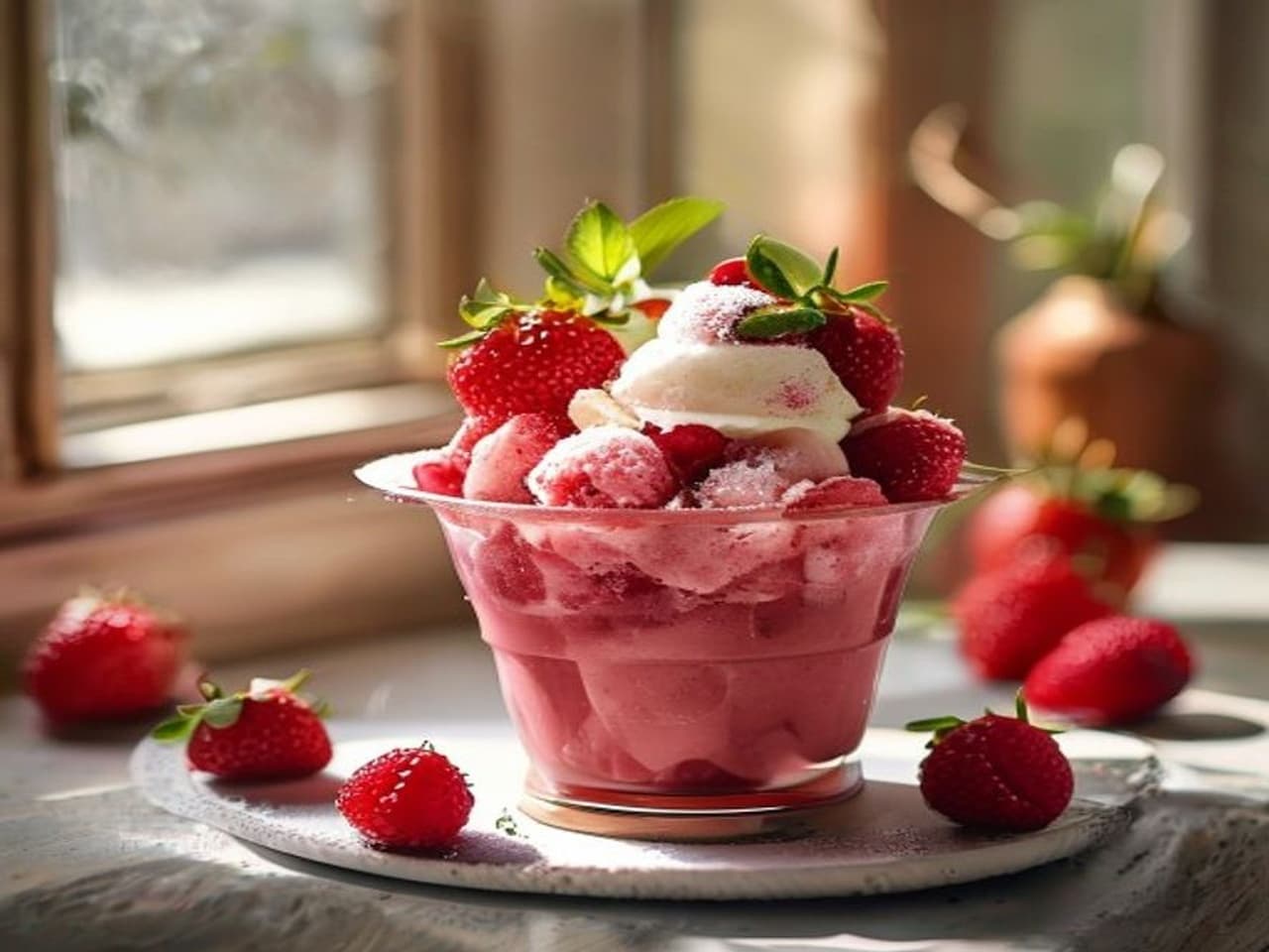 Receta de Helado de fresa natural preparada paso a paso — fotografía editorial de RecetaDolce