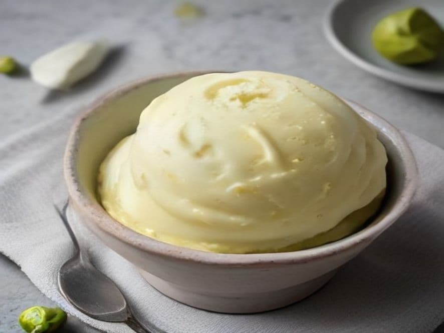 Receta de Helado de pistacho casero preparada paso a paso — fotografía editorial de RecetaDolce