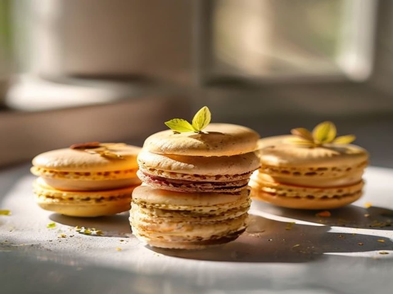 Receta de Macarons de Pistacho y Sal de Mar preparada paso a paso — fotografía editorial de RecetaDolce