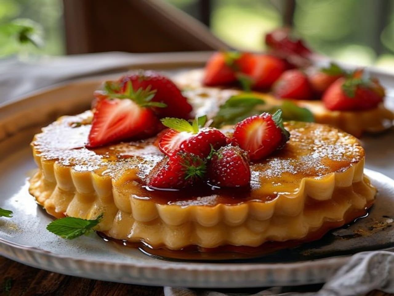 Receta de Milhojas de crema de bourbon y fresas preparada paso a paso — fotografía editorial de RecetaDolce