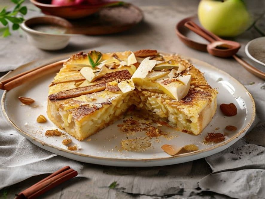 Receta de Pastel alemán con relleno de manzana preparada paso a paso — fotografía editorial de RecetaDolce