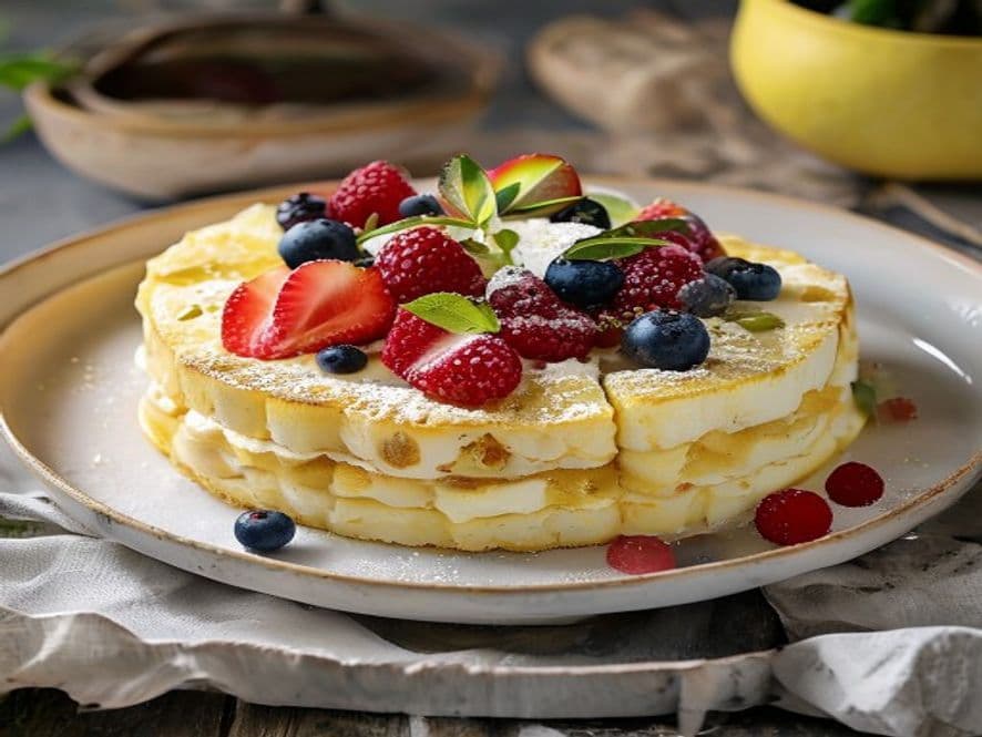 Receta de Pastel de limon y mascarpone con frutos rojos preparada paso a paso — fotografía editorial de RecetaDolce