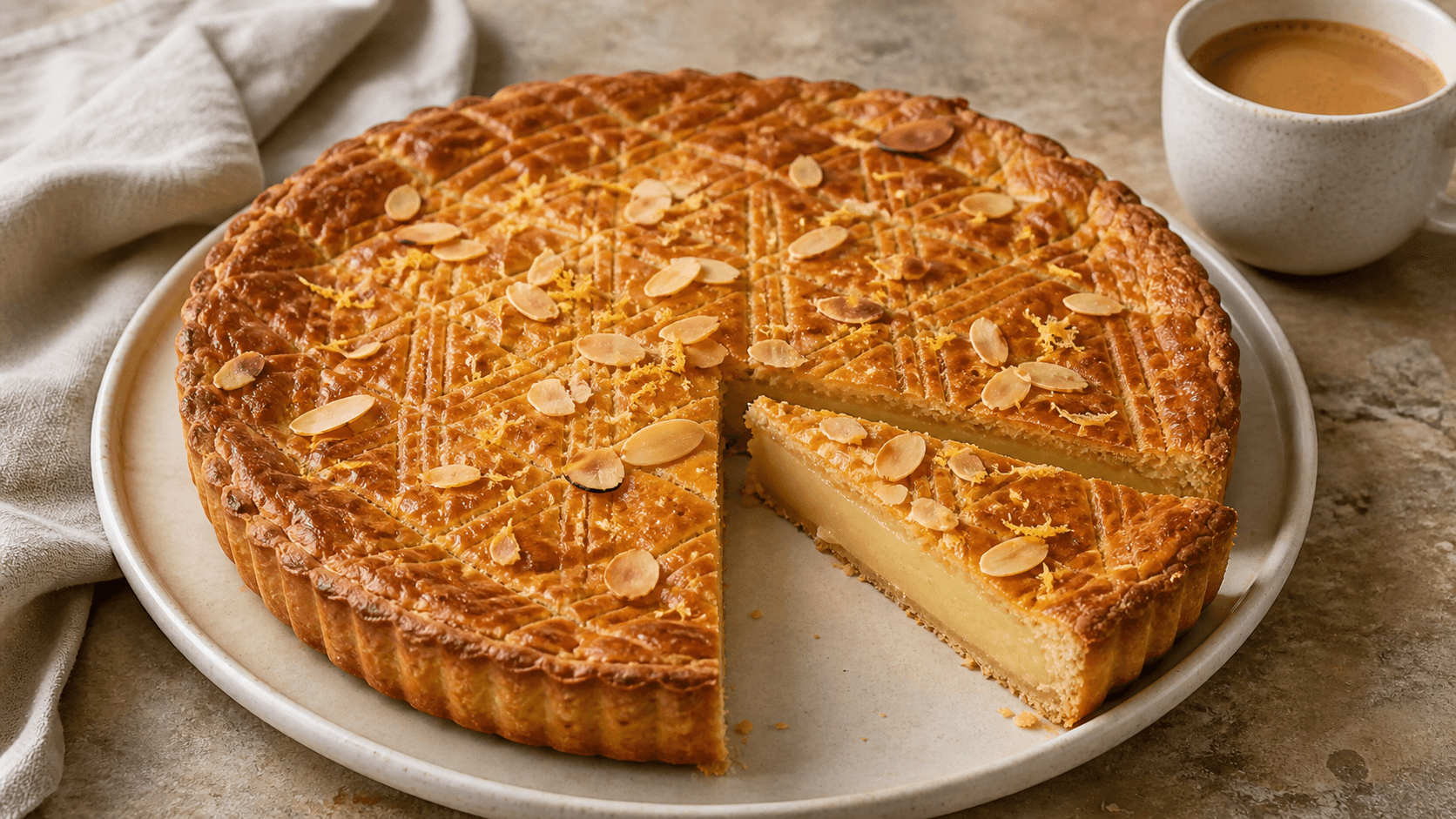 Receta de Pastel vasco de crema y almendra preparada paso a paso — fotografía editorial de RecetaDolce