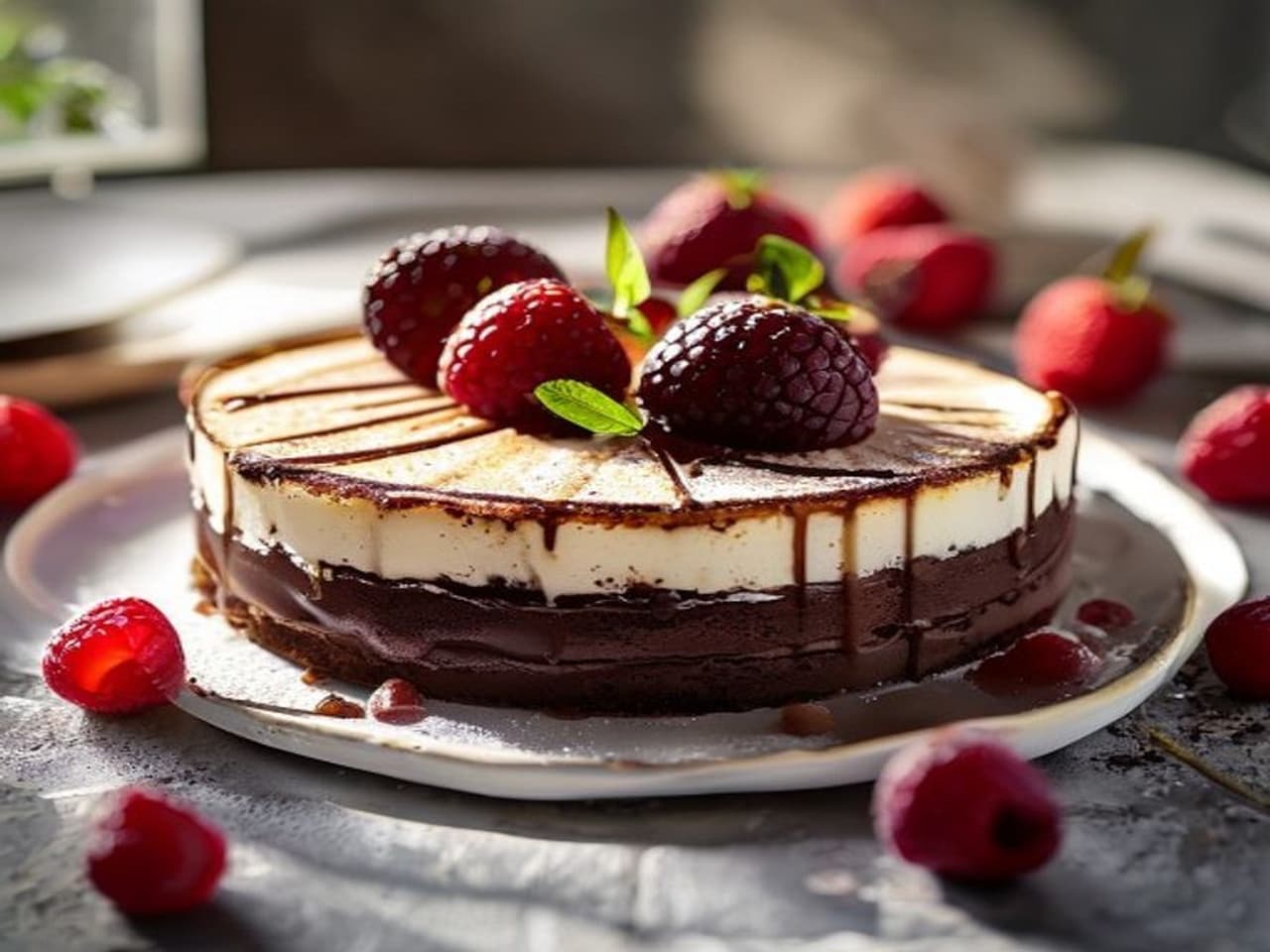 Receta de Tarta de chocolate blanco y frambuesas preparada paso a paso — fotografía editorial de RecetaDolce