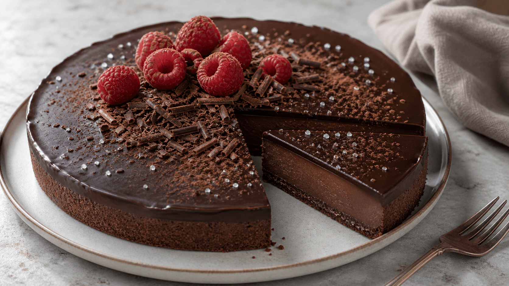 Receta de Tarta de chocolate intenso preparada paso a paso — fotografía editorial de RecetaDolce