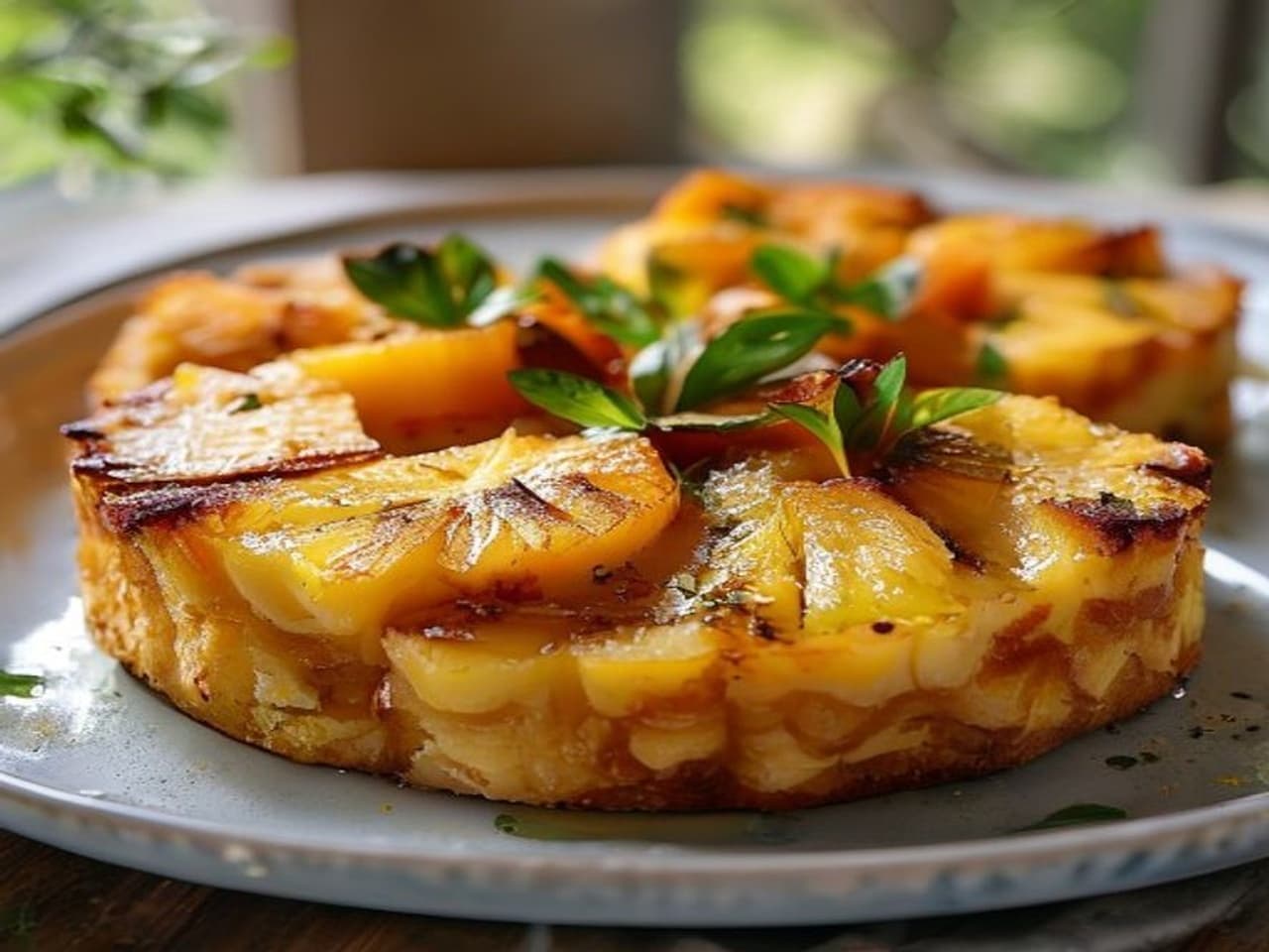 Receta de Tarta de piña volteada preparada paso a paso — fotografía editorial de RecetaDolce