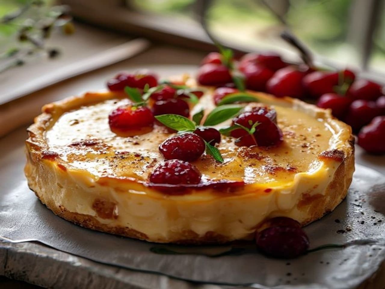 Receta de Tarta de queso y arándanos sin horno preparada paso a paso — fotografía editorial de RecetaDolce