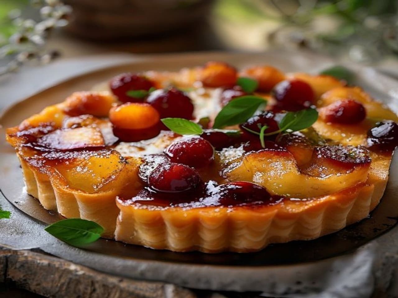 Receta de Tarta tatin de peras al vino tinto preparada paso a paso — fotografía editorial de RecetaDolce